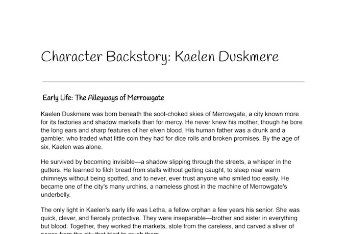 craft a deep roleplay ready backstory for your dnd character